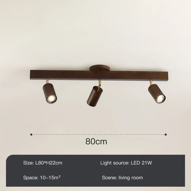 Grain de bois Led lustres avec projecteur pour salon chambre plafonniers éclairage décor noir Lustre cuisine luminaire