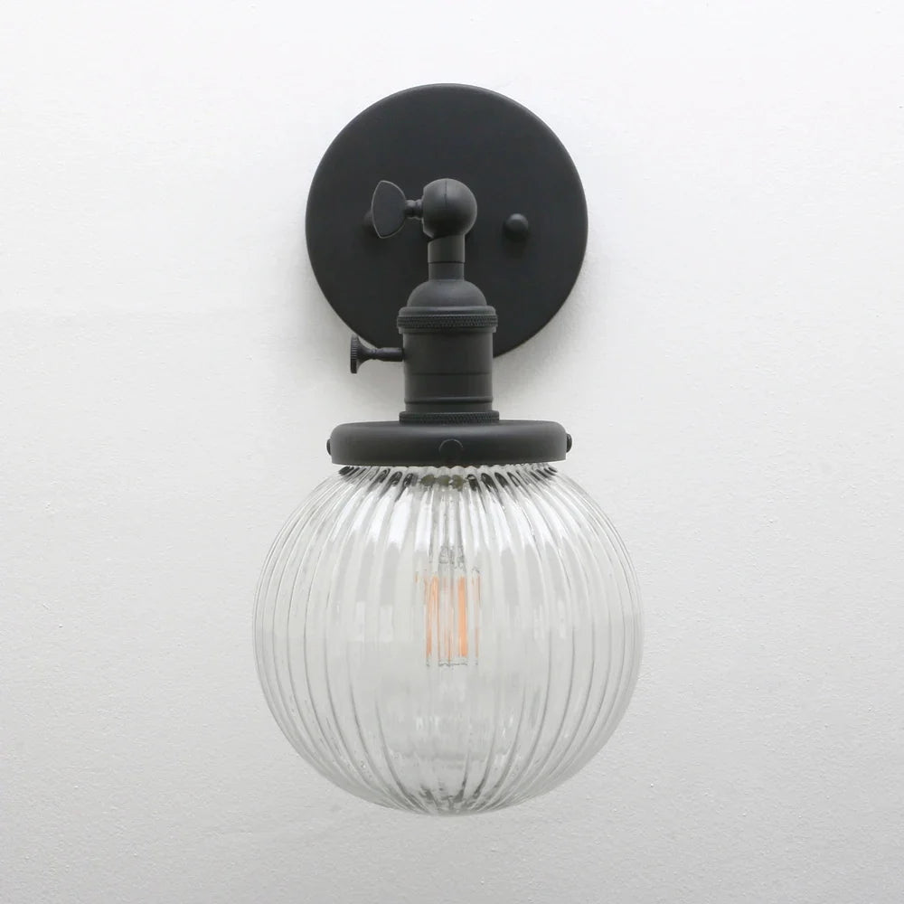 applique murale phansthy vintage industrielle avec abat-jour rond en verre