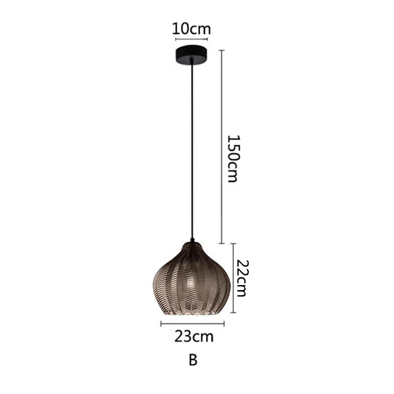 Suspension nordiques en verre ambre lampe suspendue Luminaires de cuisine E27 Restaurant chambre chevet décor lampe Luminaires