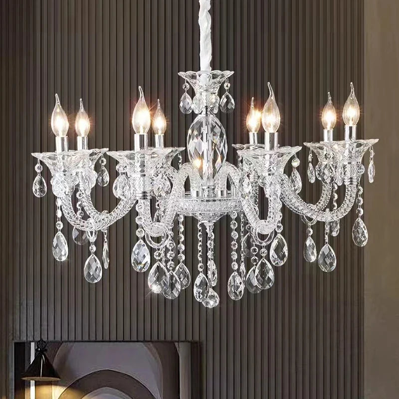 lustre moderne en verre cristal pour espace de luxe