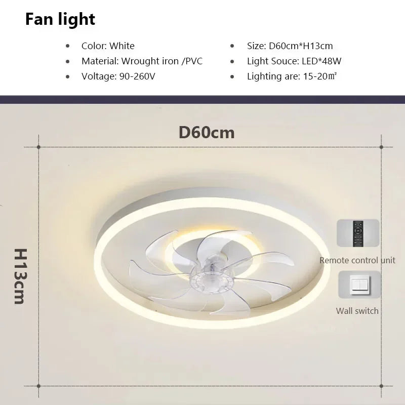 plafonnier moderne à leds avec ventilateur et télécommande