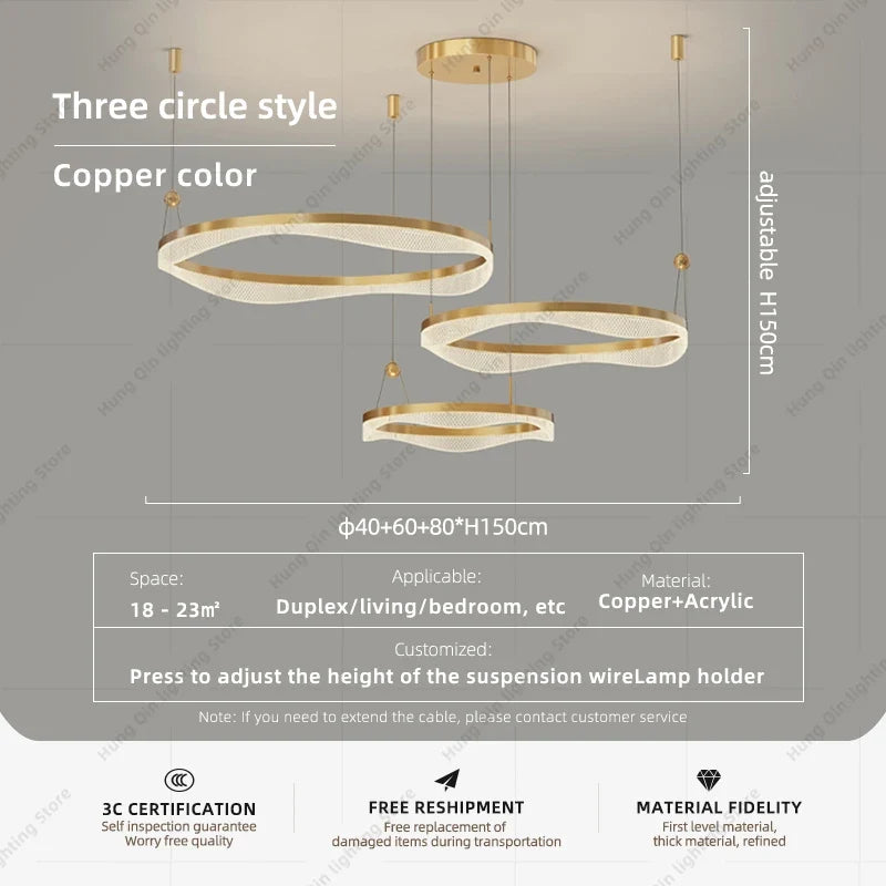 lustre moderne à led pour décoration intérieure élégante et contemporaine