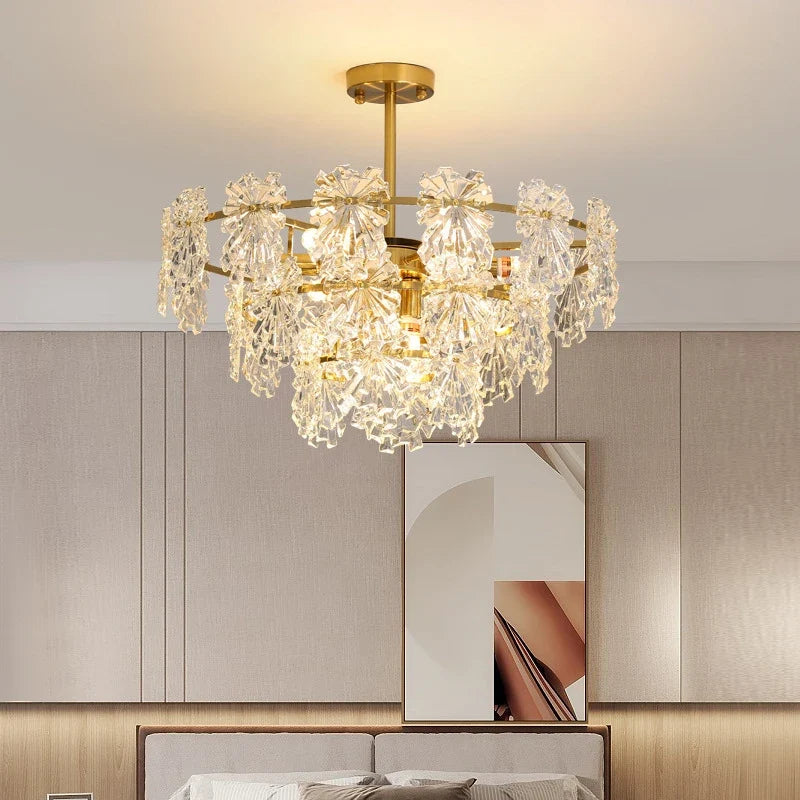 lustre moderne en cristal avec fleurs luminaire suspendu