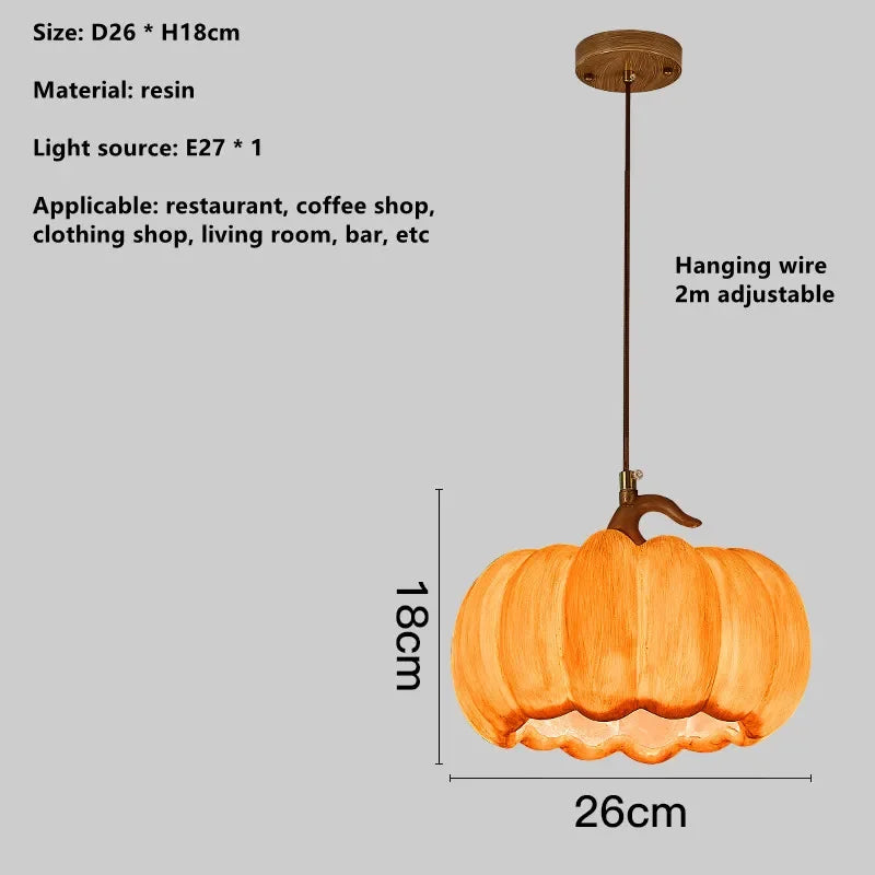Designer Restaurant Island LED Chandelier Retro Resin Pumpkin Lamp Bedroom Wabi Sabi Pendant Lamps Home Decoration Light Fixture