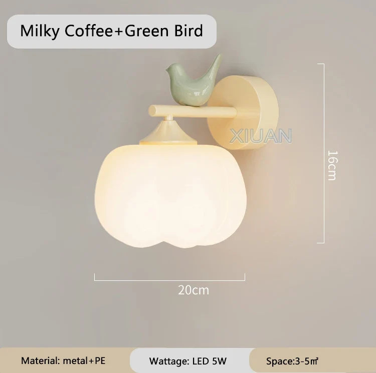 applique murale moderne en pe avec abat-jour d'oiseau led