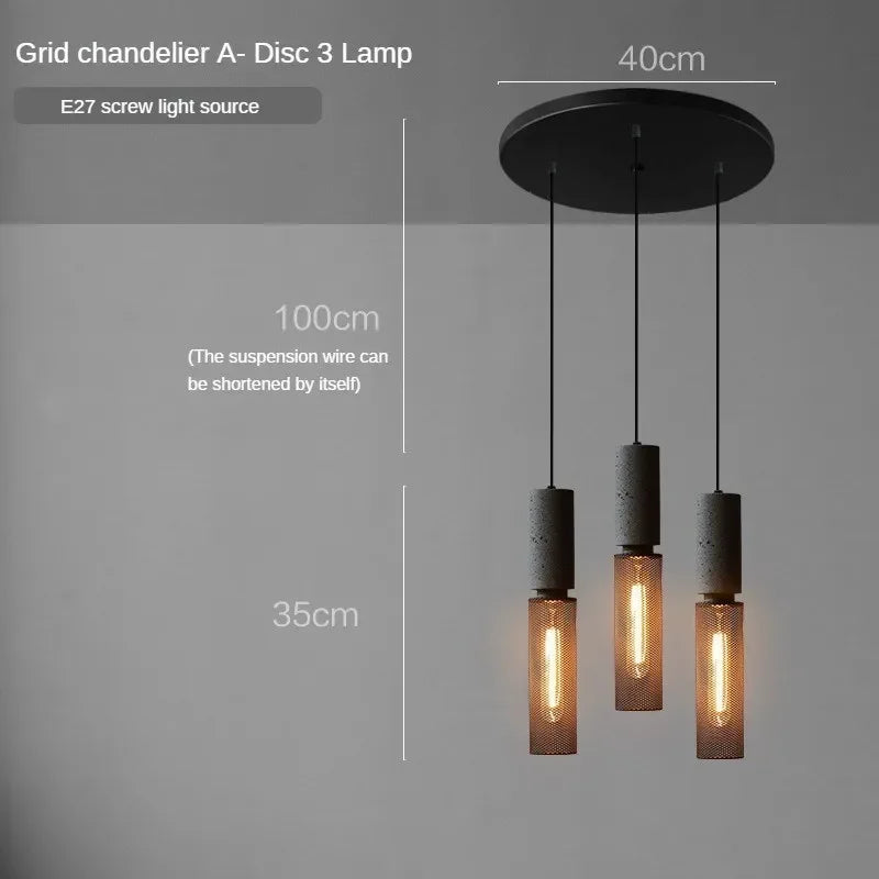 lampes suspendues en ciment pour loft industriel abat-jour en fer forgé