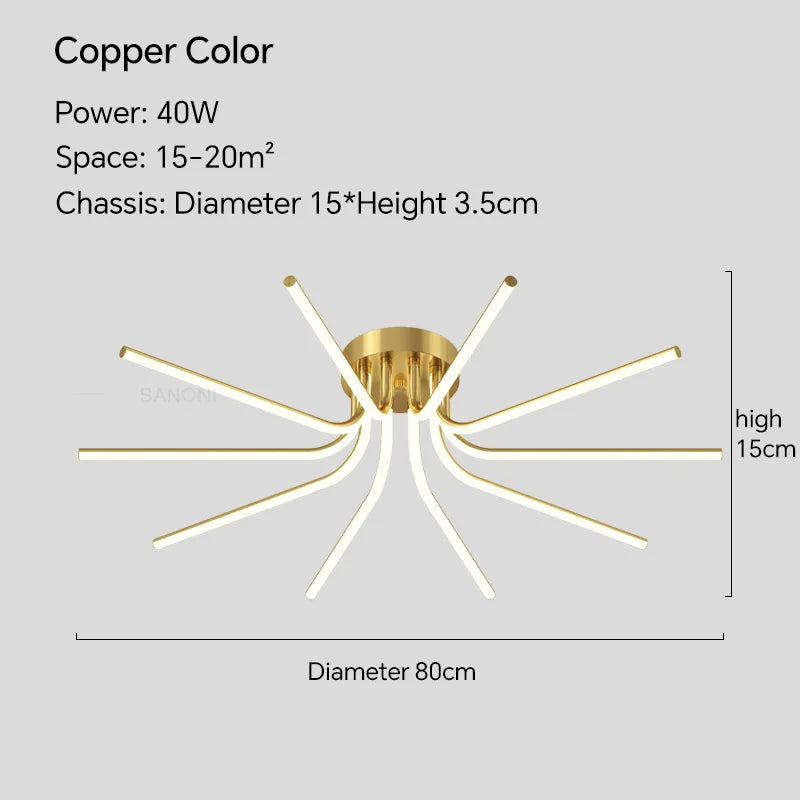 Plafonnier LED en cuivre au design moderne