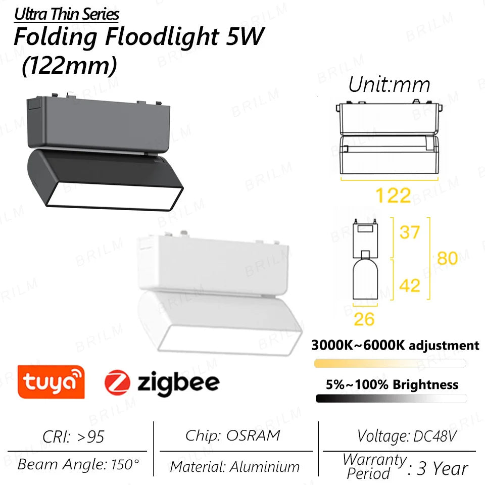spot lumineux intelligent magnétique tuya zigbee à intensité variable