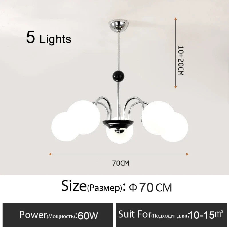 lustre nordique moderne en chrome avec éclairage led
