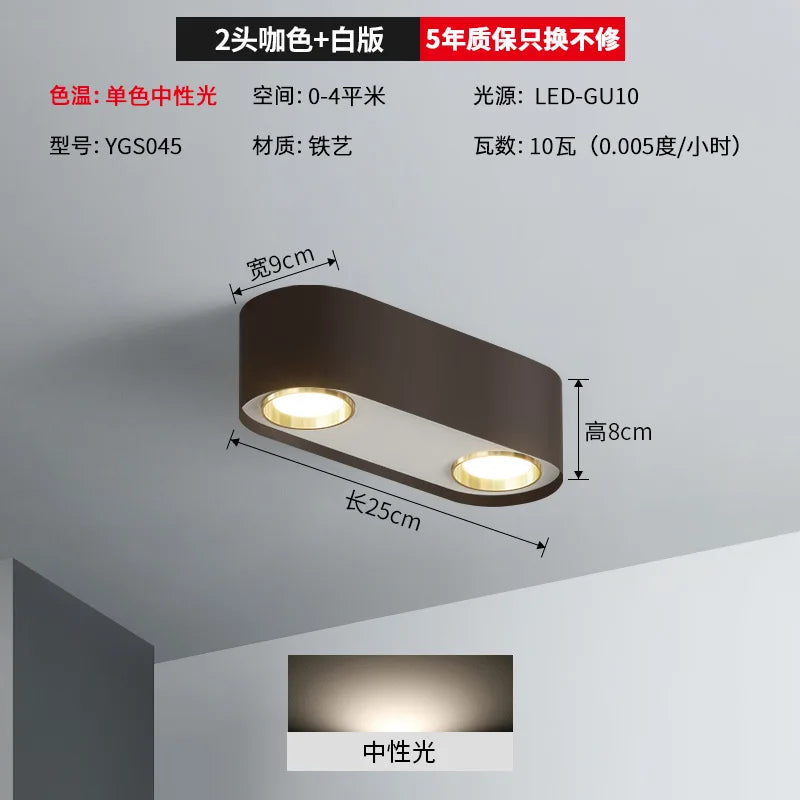 spot encastrable à double tête pour éclairage intérieur