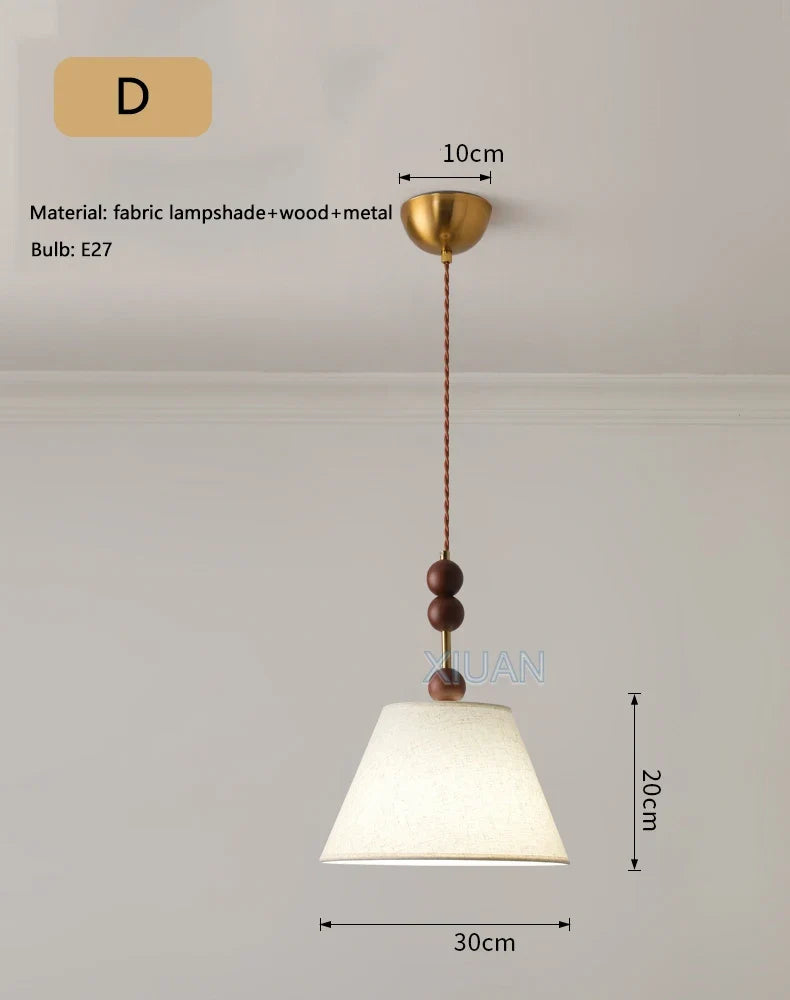 lustre suspendu rétro wabi-sabi en lin pour décoration médiévale
