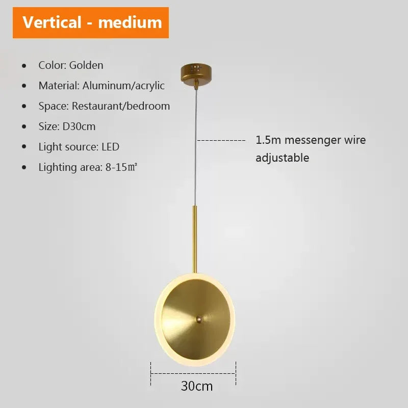 suspension LED ronde en métal design moderne fil réglable livraison artistique