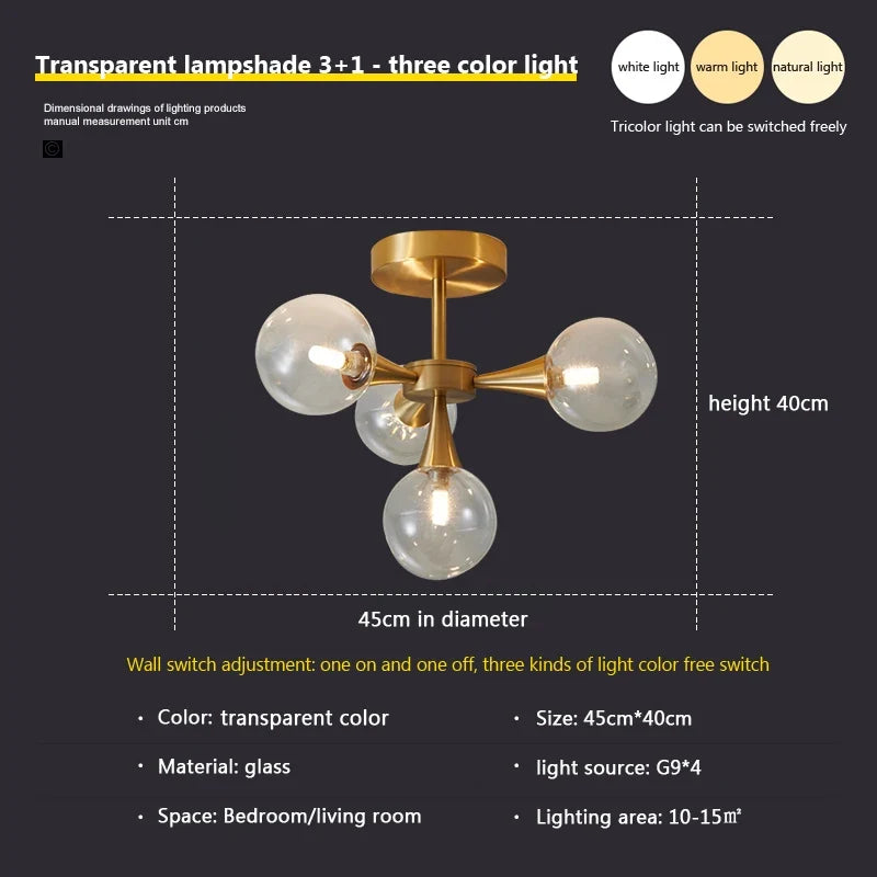 lustre moderne en verre pour un éclairage décoratif intérieur