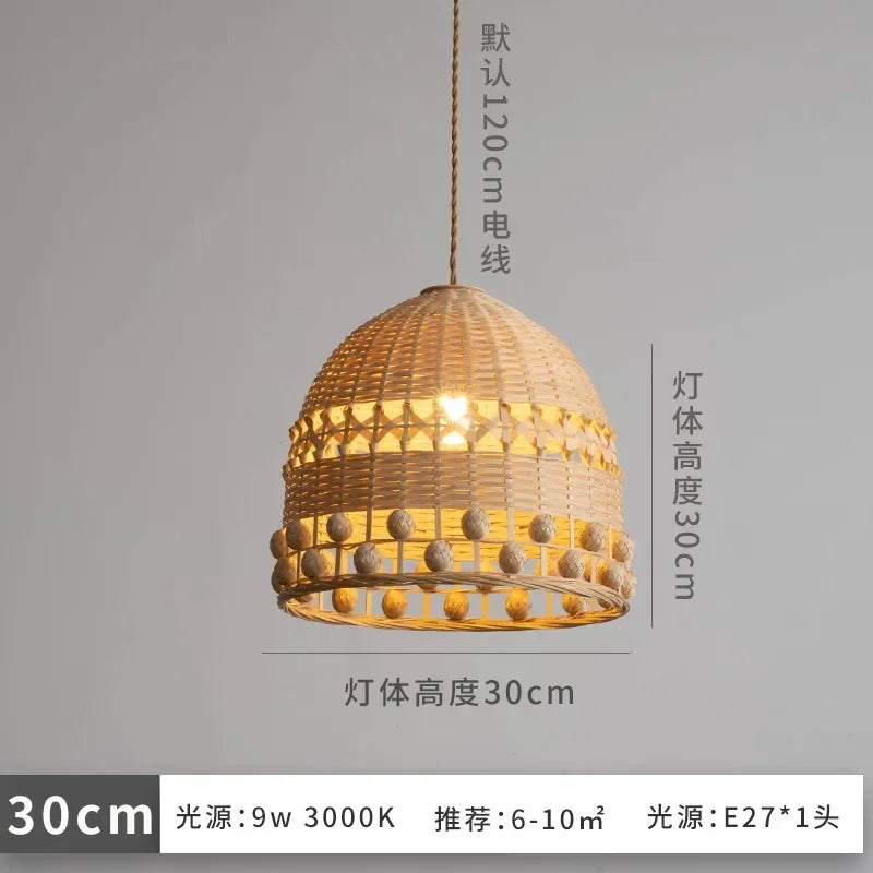 suspension moderne en bambou tissé style wabi-sabi zen décoratif