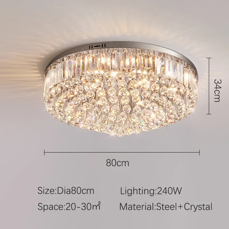 Plafonnier Led en cristal de luxe
