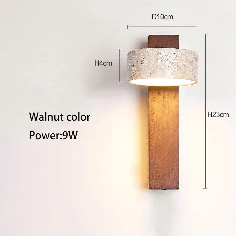 Applique murale bois noyer LED/interrupteur rotatif