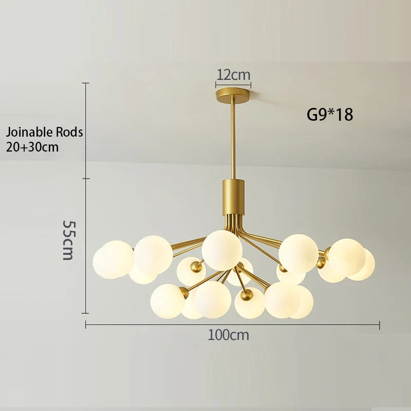 lustre nordique en verre moléculaire pour décoration intérieure