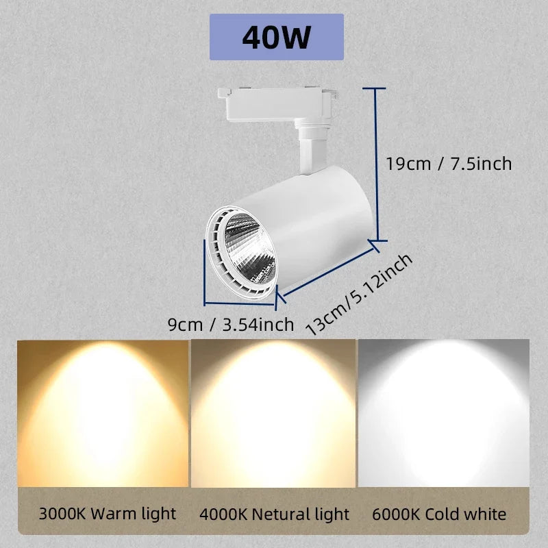 spot led sur rail pour éclairage de magasin