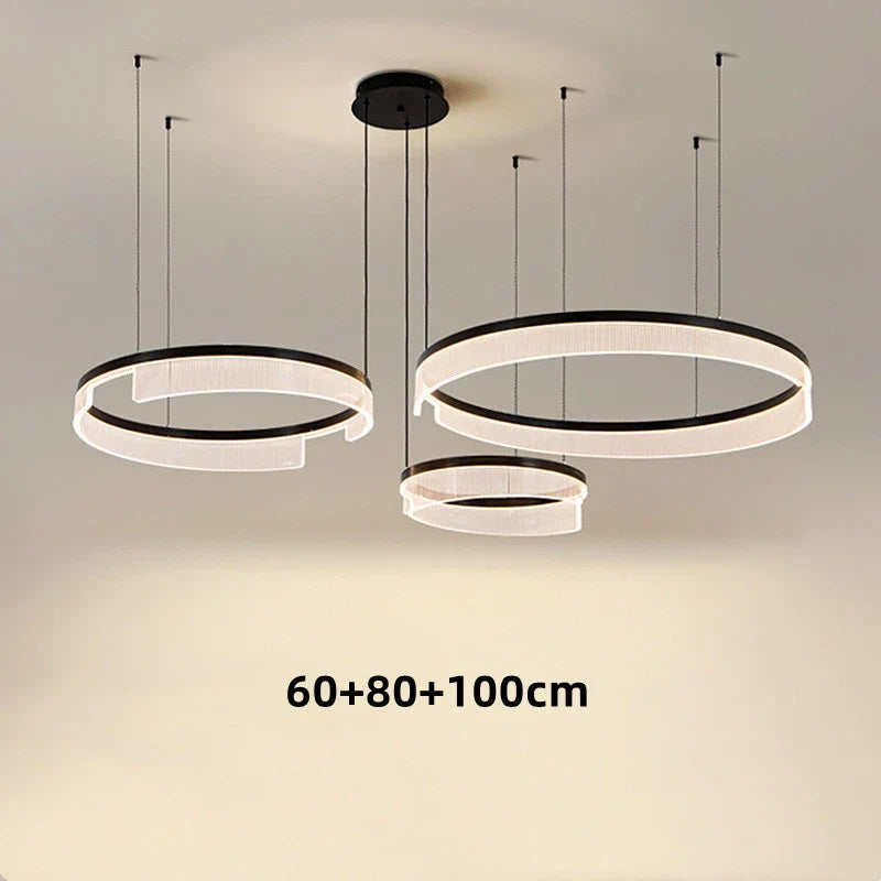 lustre à led circulaire en aluminium et acrylique pour intérieur décoratif