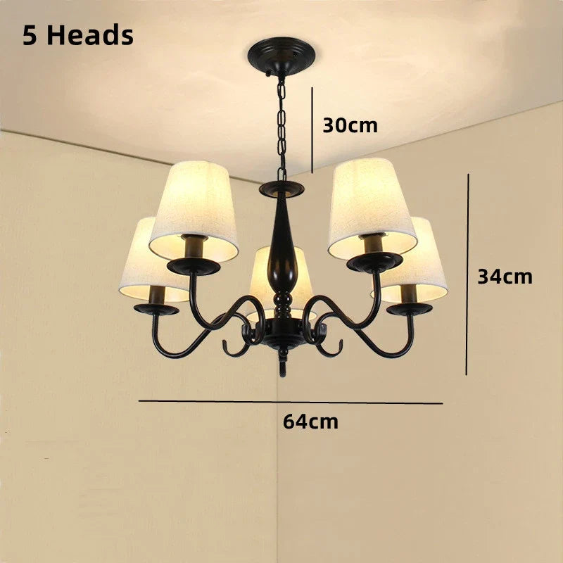 lustre en fer noir avec abat-jour pour intérieur élégant