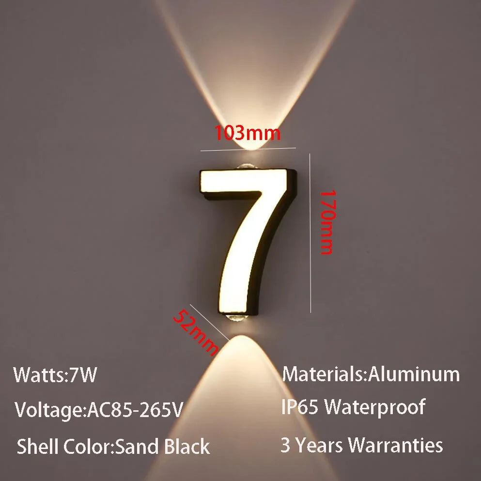applique murale LED numéro de chiffre intérieur et extérieur IP65 étanche moderne minimalisme Style aluminium porche lumières de jardin