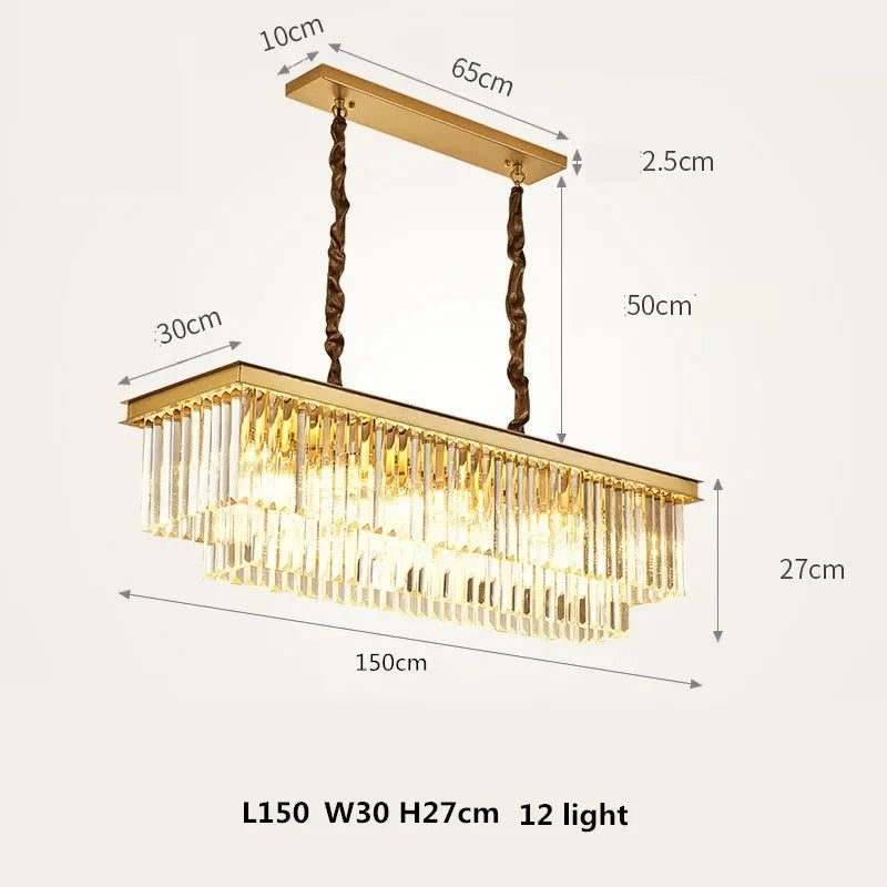 lustre rétro en métal avec chaîne suspendue et cristal