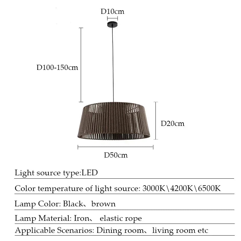 lustre nordique sandyha tissé corde led décoration maison