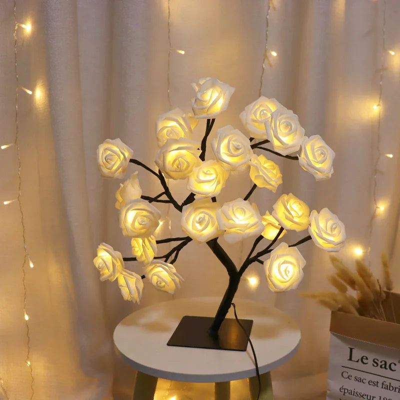 lampe de table led arbre cerisier cristal veilleuse nordique