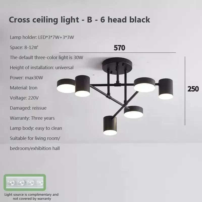 lustre led moderne semi-noir blanc or intérieur salon manger chambre