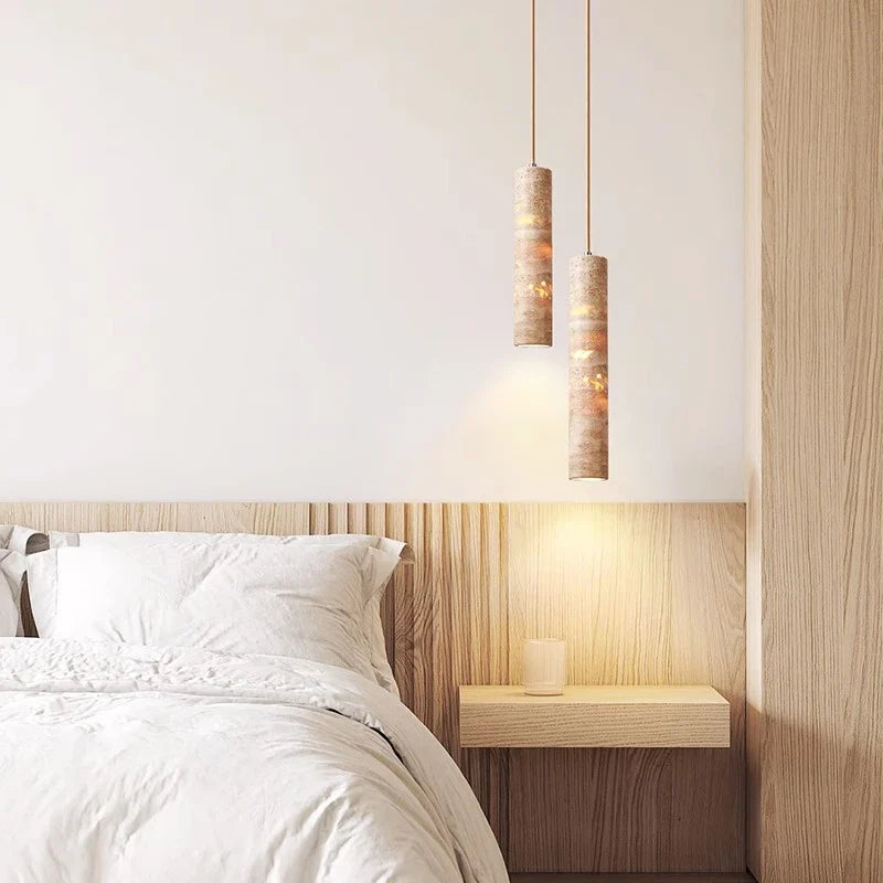 Suspension cylindrique LED en style marbre design