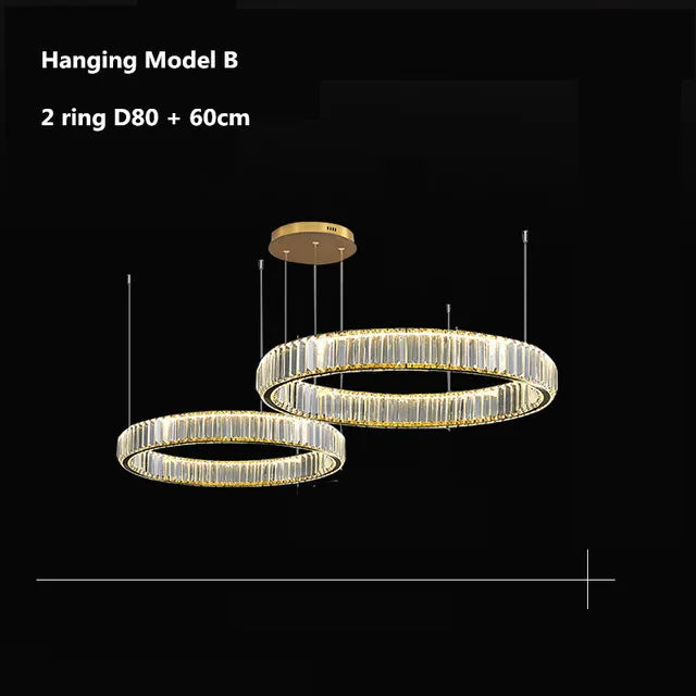 lustre moderne en cristal rond à led avec intensité variable