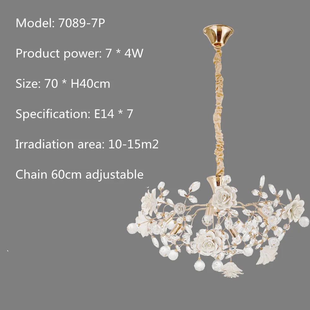 Lustre céramique blanc fleurs décoration