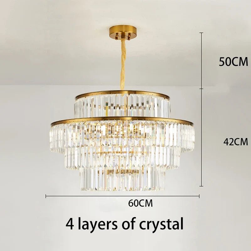 lustre moderne en cristal doré pour éclairage décoratif intérieur