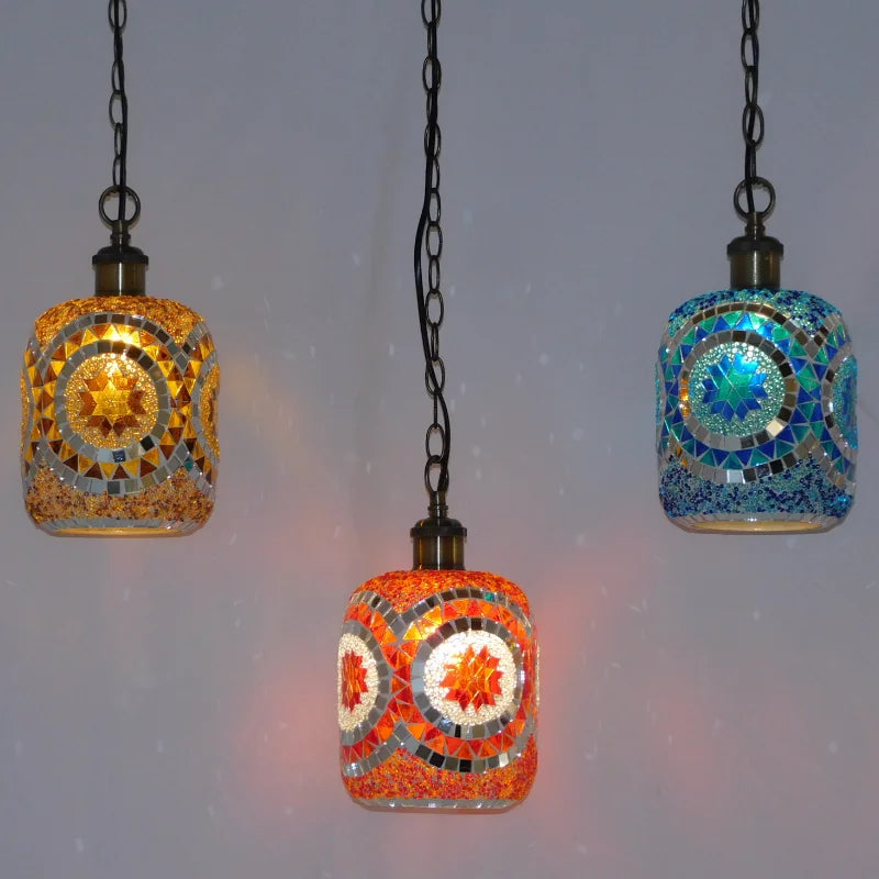 suspension LED en mosaïque turque style bohémien rétro vintage