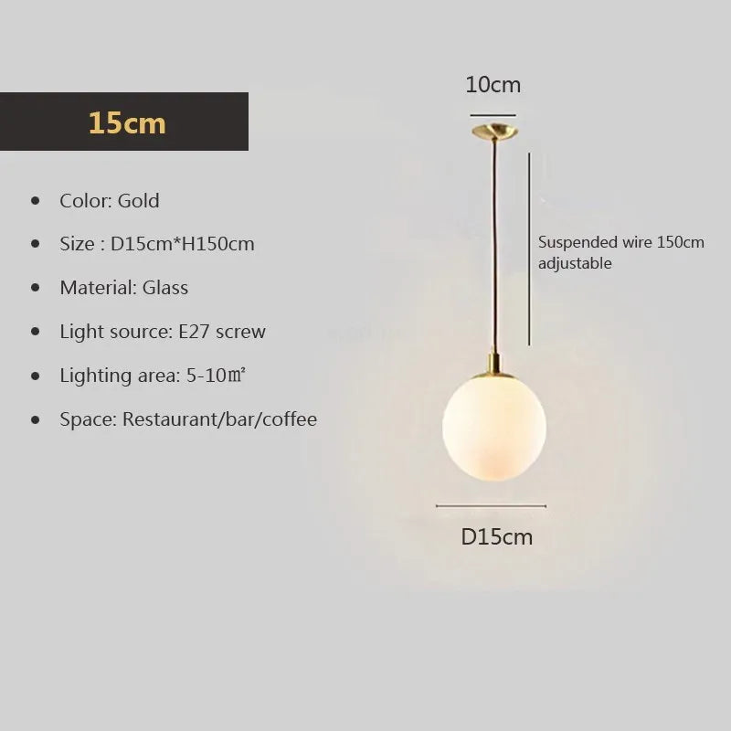 Suspension en verre nordique 8-50 cm boule ronde lampes suspendues pour la maison pour Bar chambre salon café décoration Luminaires Lustre
