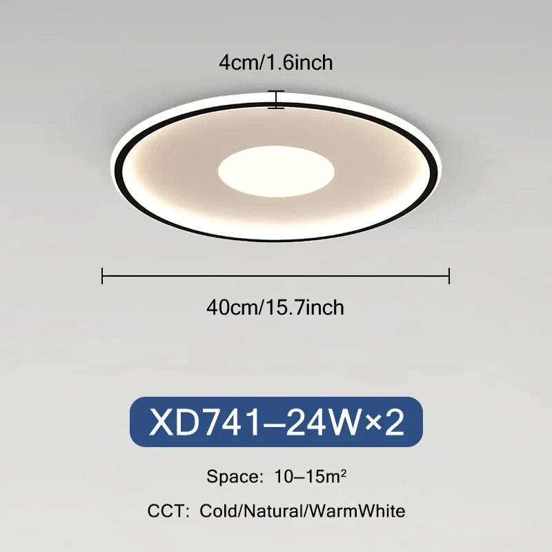 plafonnier led ultra mince moderne rond montage en surface