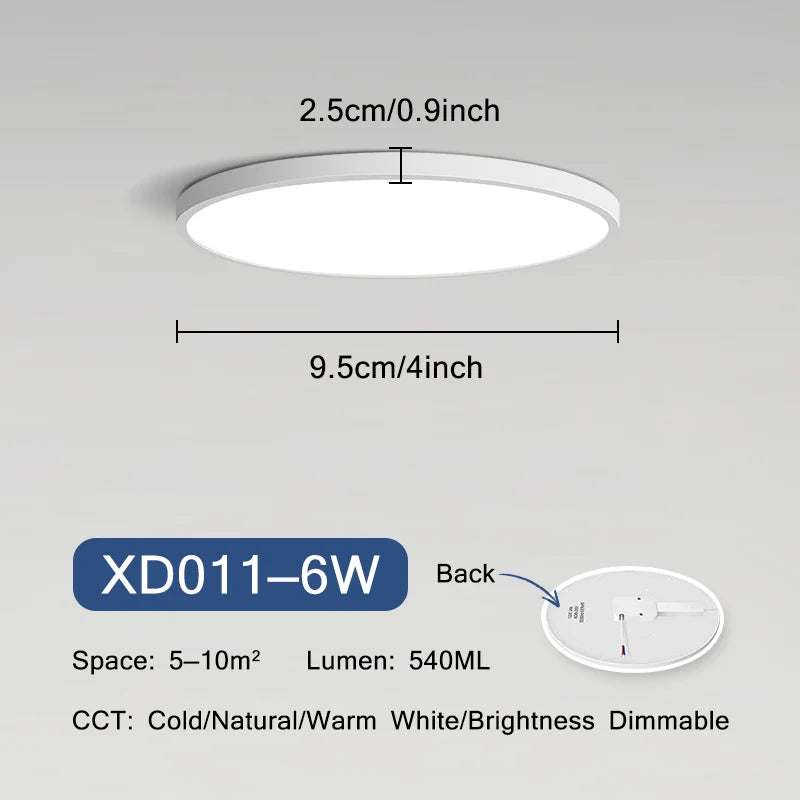 plafonnier led ultra mince moderne rond montage en surface