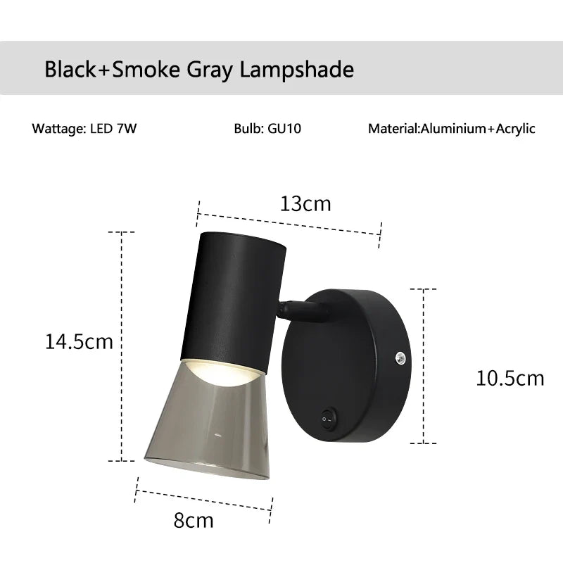 applique murale led modernes avec interrupteur et lampe de chevet
