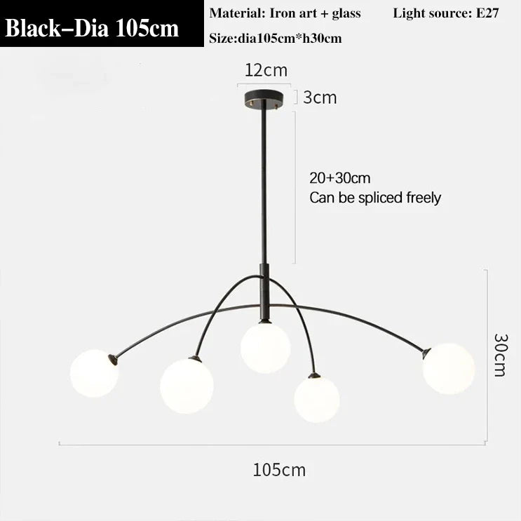 lustre moderne en verre design lampe à led de luxe pour décoration intérieure