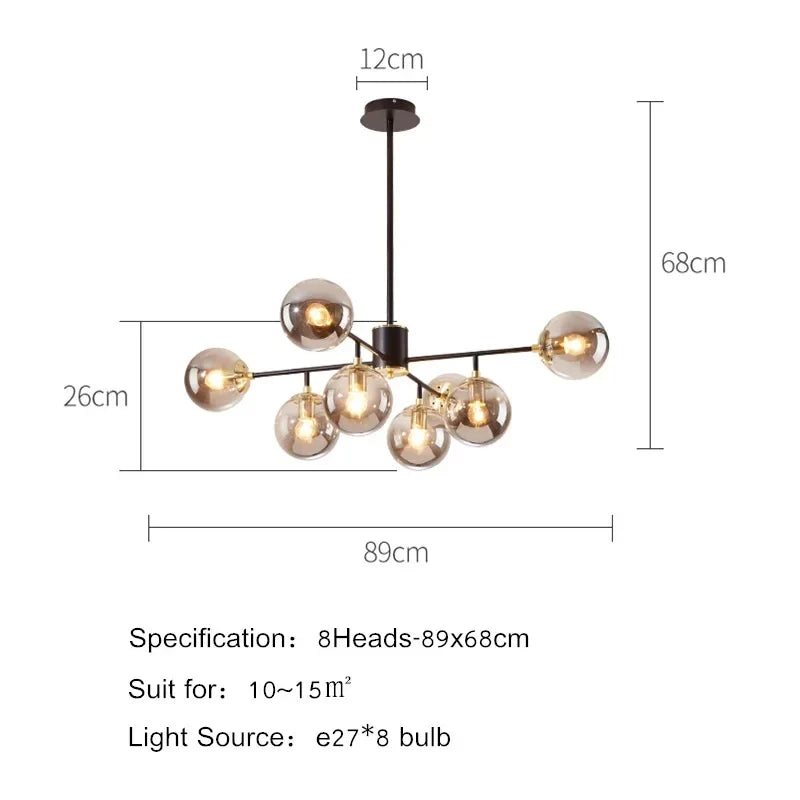 lustre en verre nordique suspension moderne pour décoration intérieure