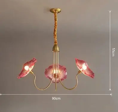 lustre moderne en verre design fleur de lotus lumineux