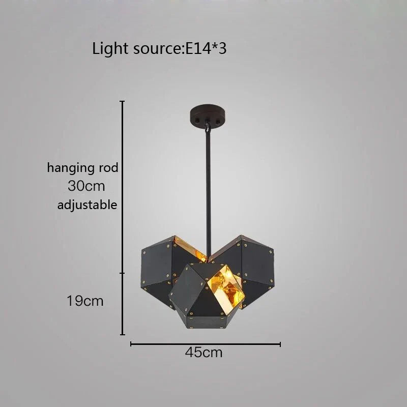 suspension led cube art déco style assorti 	 saison