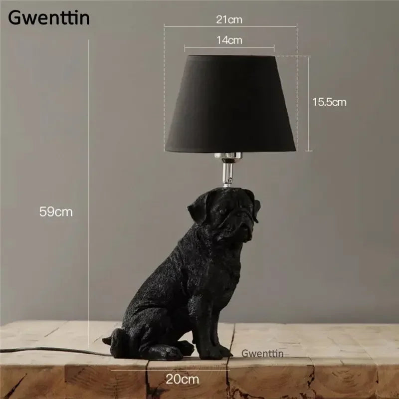 lampe de table moderne pour chiot en résine décorative