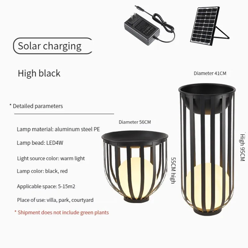 Lampadaire solaire de jardin lampe nordique en pot de fleurs pour Villa cour cour passerelle couloir décor extérieur IP65 éclairage étanche
