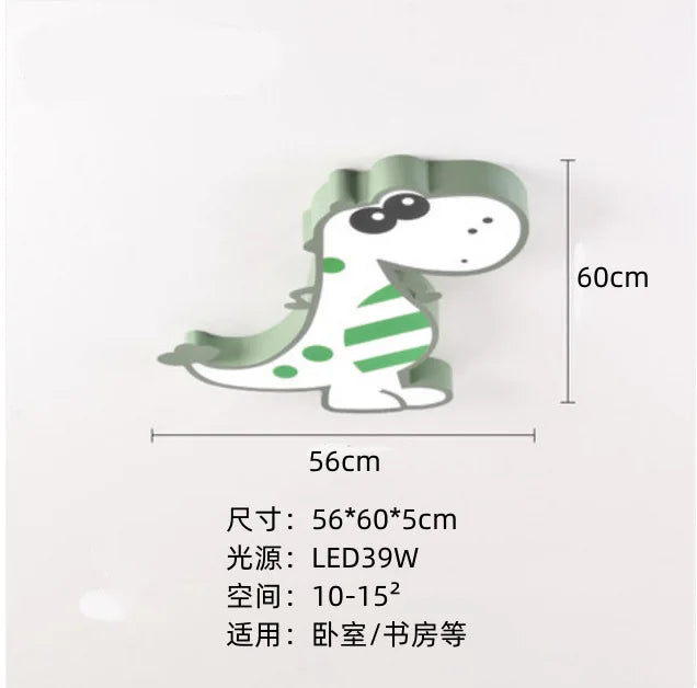 LED Ceiling Creative Cartoon Dinosaur for Children's Room Lamp, Modern Warm and Romantic Boy and Girl Bedroom Light  Lampara RC