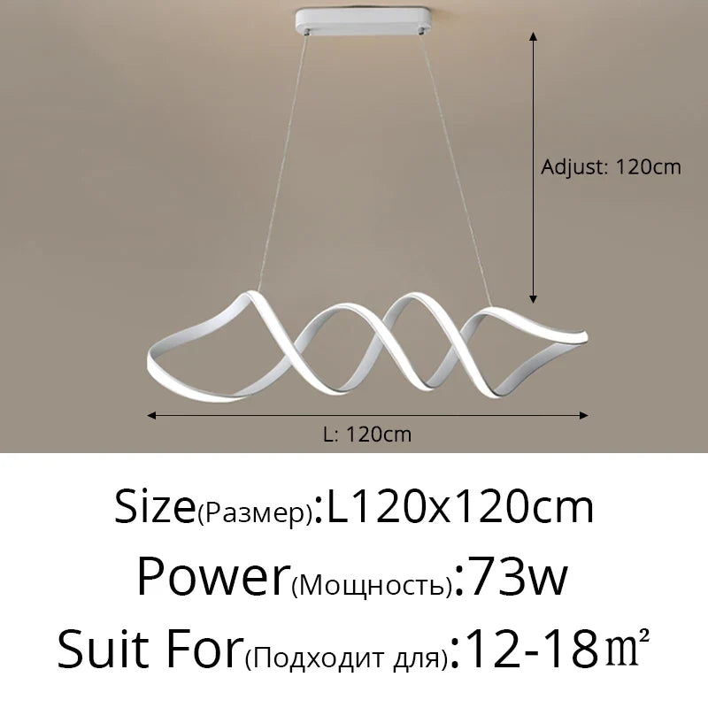 lustre nordique à led moderne atmosphérique et torsadé