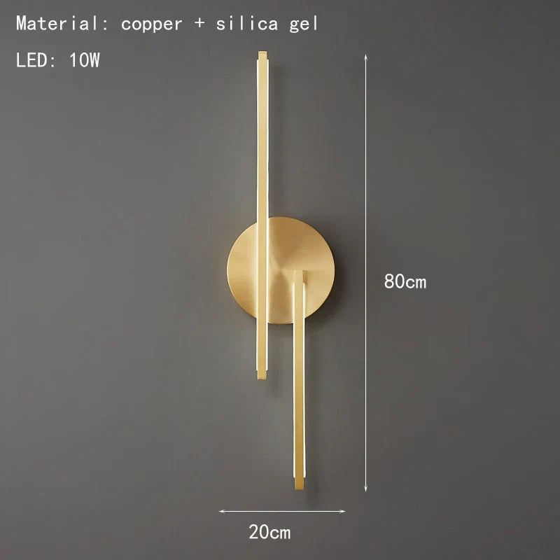 applique murale led minimaliste moderne en laiton