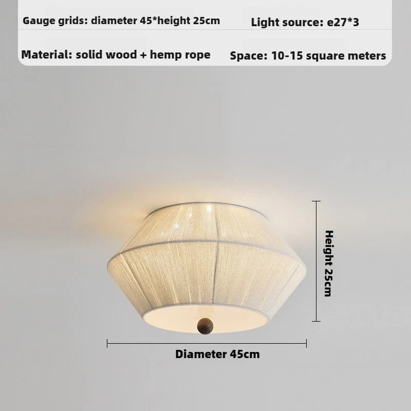 suspension moderne en bois et corde de chanvre pour espaces accueillants