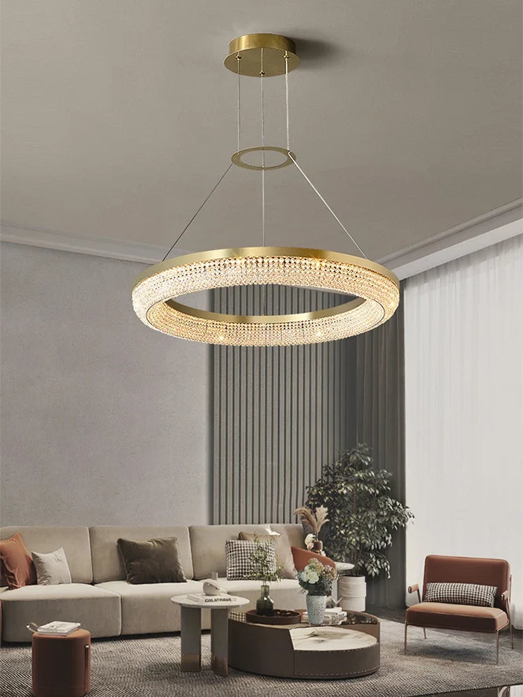 lustre de luxe led rond design moderne 	 pour intérieur