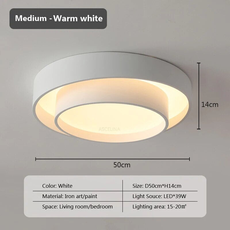Plafonnier moderne led minimaliste blanc double rond